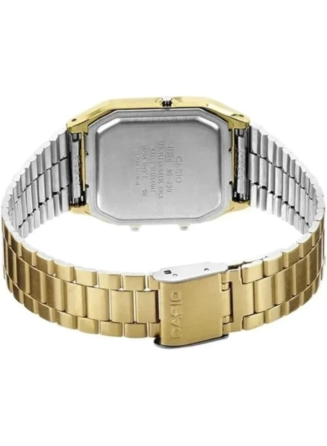 كاسيو Men's Gold Dial Stainless Steel Analog-Digital Watch - AQ-230GA-9DMQYES
