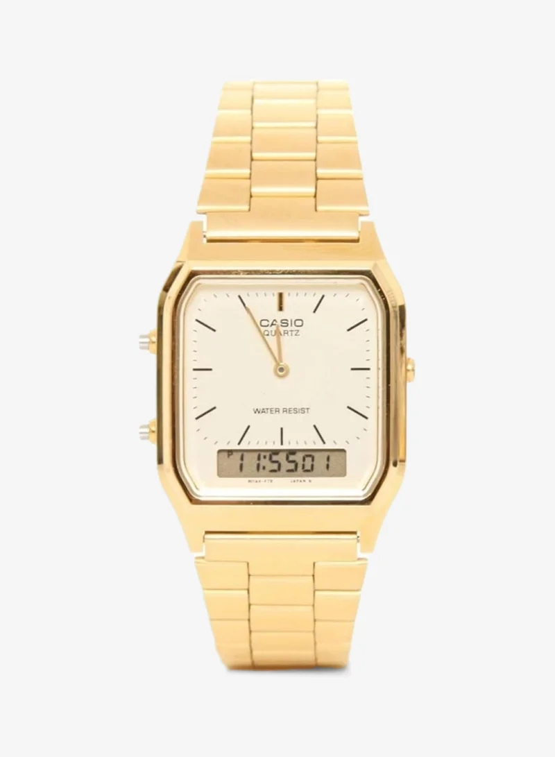 Casio Men's Gold Dial Stainless Steel Analog-Digital Watch - AQ-230GA-9DMQYES