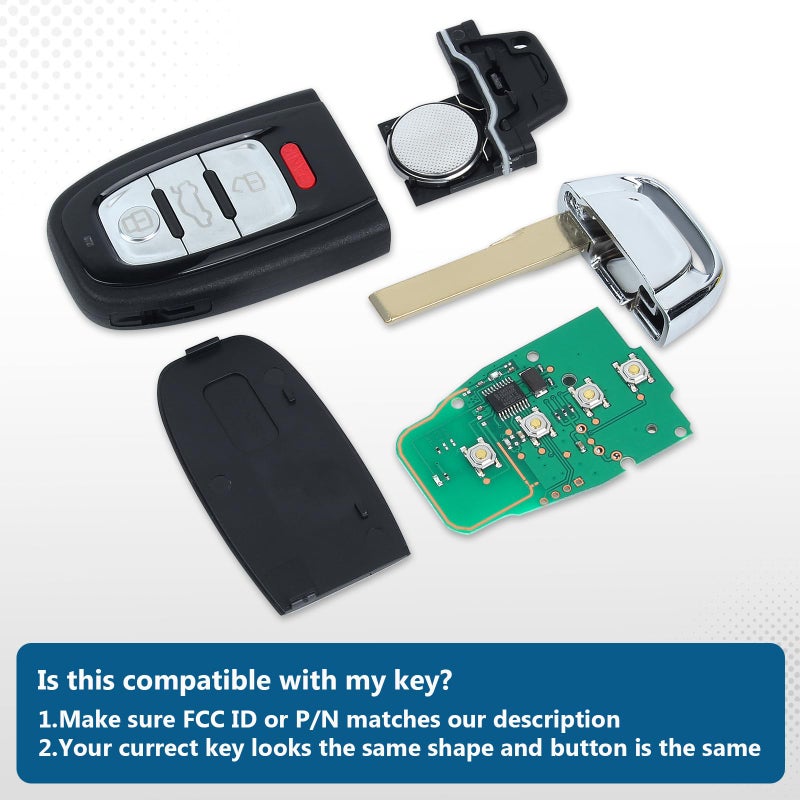 Keyecu Replacement Smart Prox Keyless Entry Remote Key Fob for Audi A4 A5 Q5 2010 2011 2012 2013 2014 2015 2016 (Not Work with Comfort Access) - Image 3