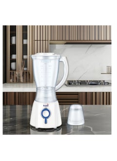 ICONA Icona 350W 2-in-1 Electric Blender – 1.5L Capacity with Plastic and Glass Jars, 2 Speed Push Button Control, Stainless Steel Blades – Durable Table Blender for Smoothies and Juices (White)  - Image 2