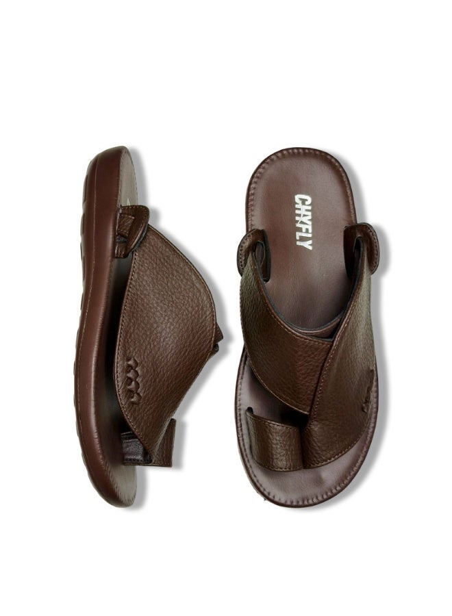 Men's Leather Casual Sandals, Open Toe Soft Strap Non Slip Rubber Sole Summer Daily Shoes - Image 4