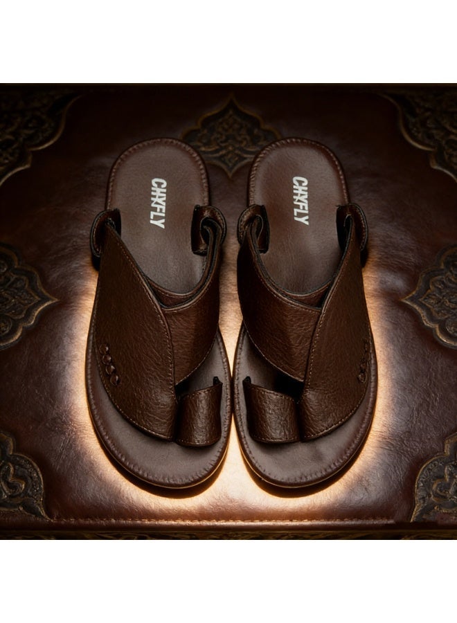 Men's Leather Casual Sandals, Open Toe Soft Strap Non Slip Rubber Sole Summer Daily Shoes - Image 2