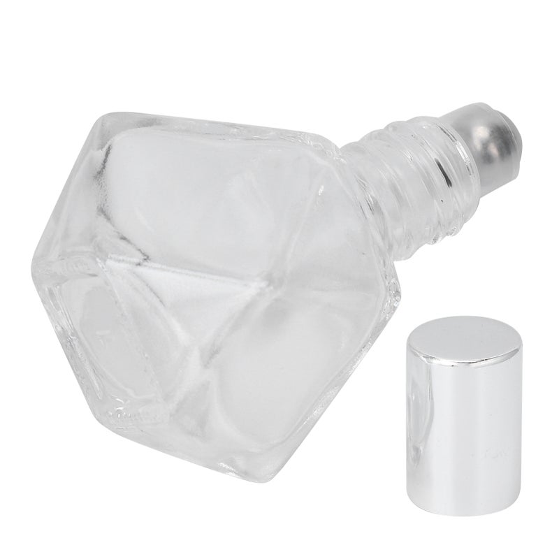 Roll On Refillable Perfume Bottle Empty Glass Aromatherapy Essential Oil Roller Bottles 8ml(Silver Cover Steel Beads ) - Image 4