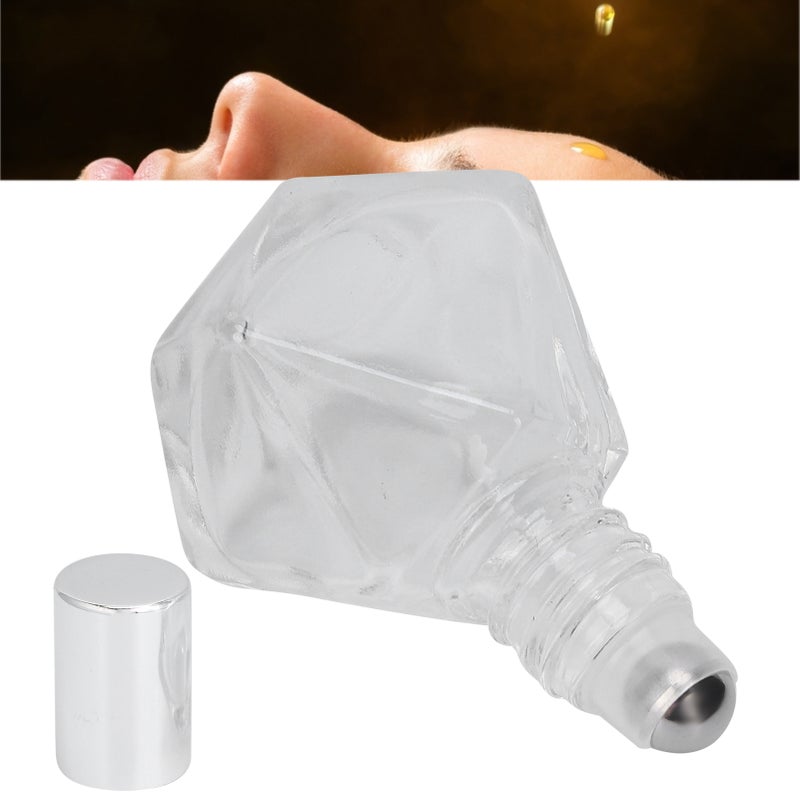 Roll On Refillable Perfume Bottle Empty Glass Aromatherapy Essential Oil Roller Bottles 8ml(Silver Cover Steel Beads ) - Image 3