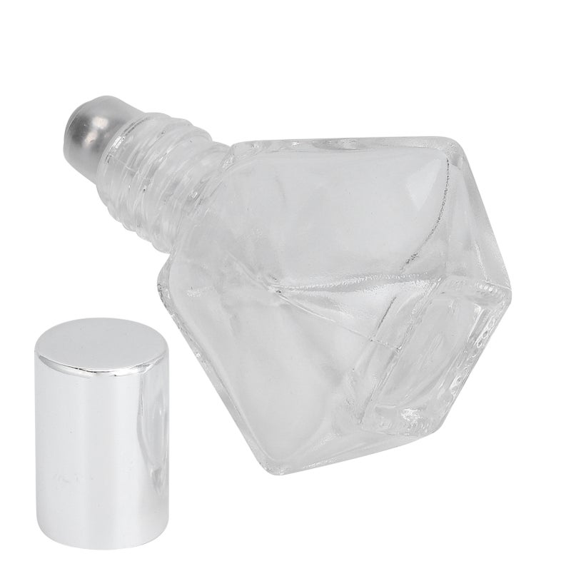 Roll On Refillable Perfume Bottle Empty Glass Aromatherapy Essential Oil Roller Bottles 8ml(Silver Cover Steel Beads ) - Image 2