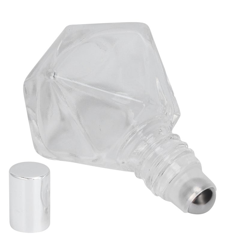 Roll On Refillable Perfume Bottle Empty Glass Aromatherapy Essential Oil Roller Bottles 8ml(Silver Cover Steel Beads ) - Image 5