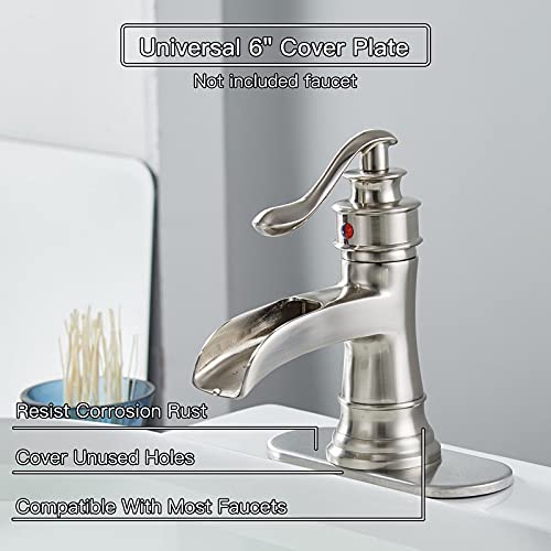 Homevacious 6" Sink Hole Cover Deck Plate for Bathroom Vanity Sink Faucet Escutcheon Brushed Nickel Stainless Steel Faucet Hole Cover Plate - Image 2