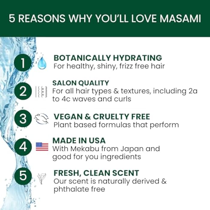 MASAMI Mekabu Hydrating Conditioner| Sulfate Free | Paraben Free | Phthalate Free | Vegan | Cruelty Free | Salon Quality | Color Safe | All Hair Types & Textures | Shiny Hair | Frizz Free - Image 2