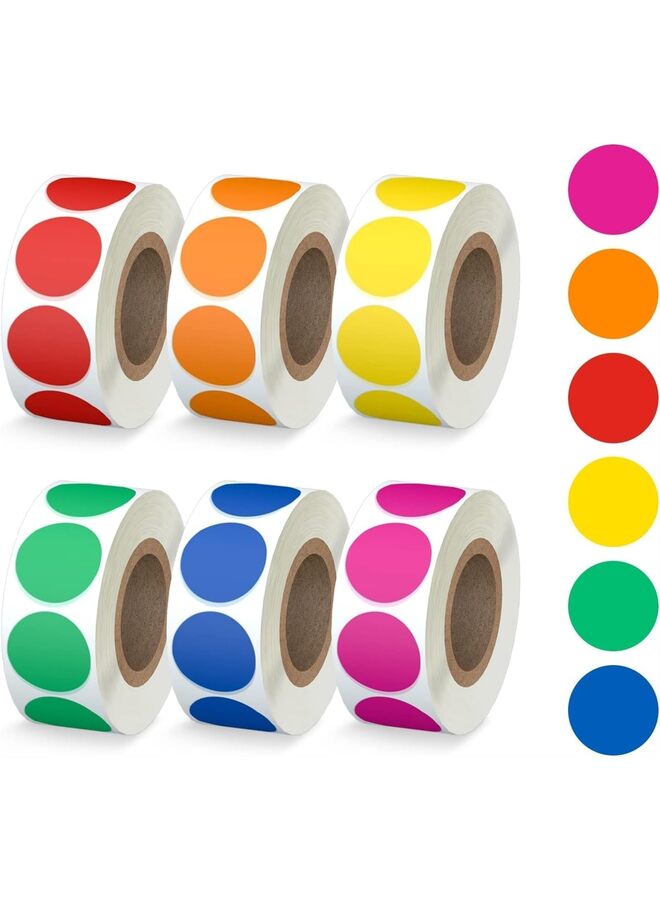 6 قطع من ملصقات النقاط الدائرية المرمزة بالألوان بما في ذلك الأحمر والبرتقالي والأصفر والأخضر والأزرق والأرجواني - Image 1