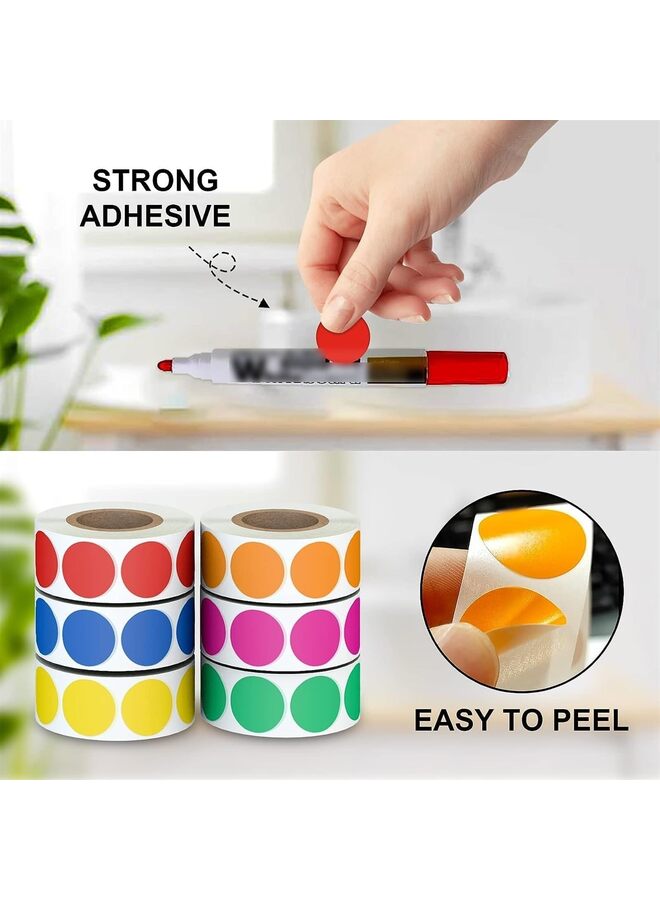 6 قطع من ملصقات النقاط الدائرية المرمزة بالألوان بما في ذلك الأحمر والبرتقالي والأصفر والأخضر والأزرق والأرجواني - Image 5