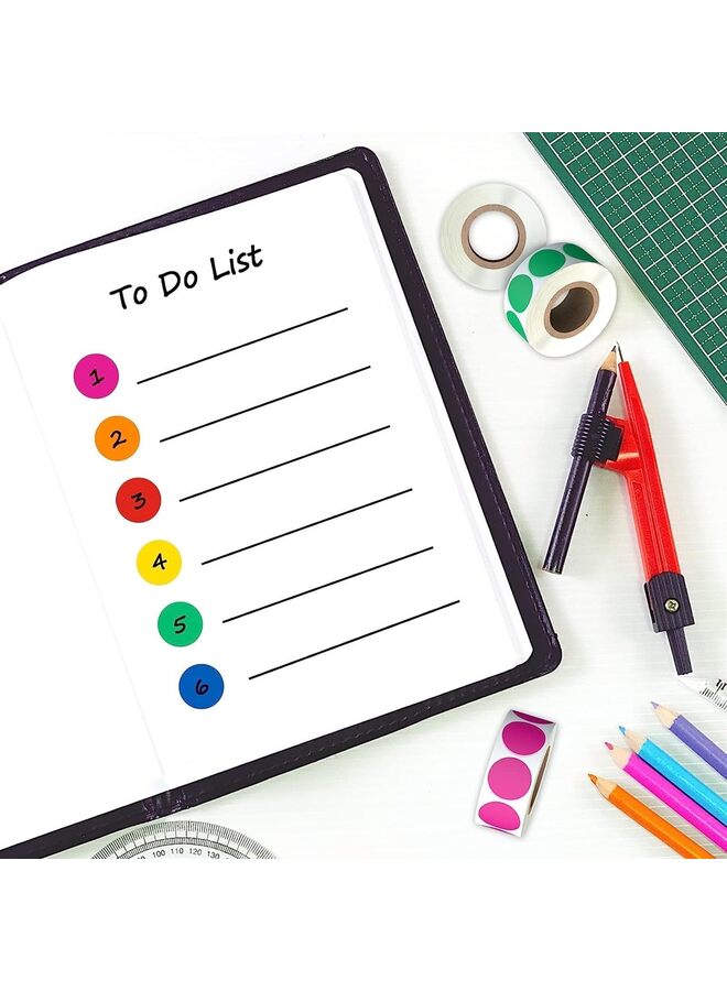 6 قطع من ملصقات النقاط الدائرية المرمزة بالألوان بما في ذلك الأحمر والبرتقالي والأصفر والأخضر والأزرق والأرجواني - Image 2