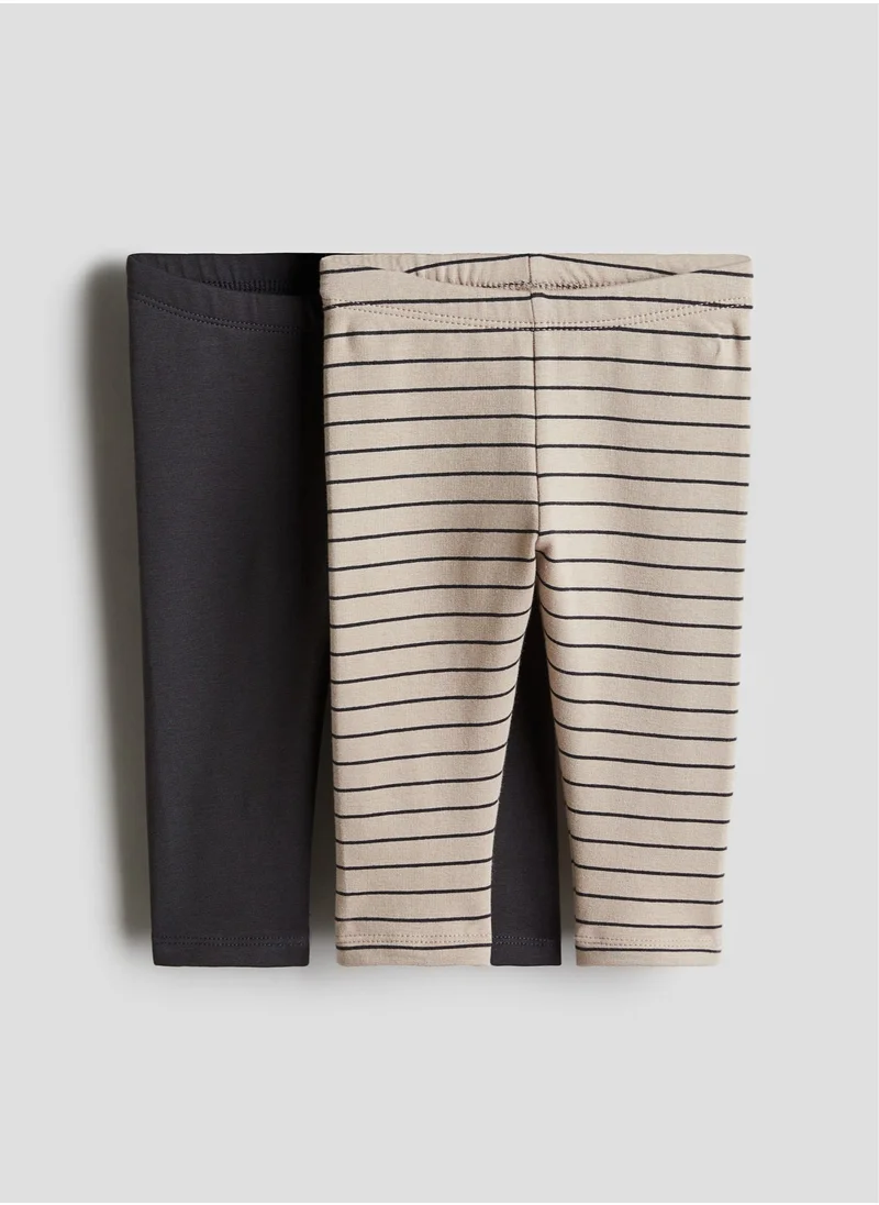 H&M 2-Pack Cotton Leggings With Brushed Inside