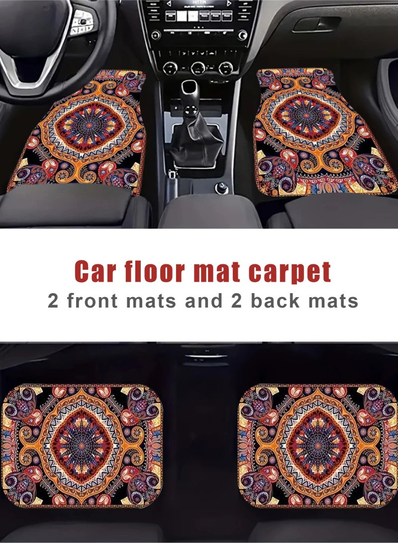 HomarKet 4-Piece Premium Polyester Floor Mat for Cars, SUVs and Trucks, Bohemian Style Carpet Floor Mats for Car,All Weather Protection, Universal to Fit - Image 4
