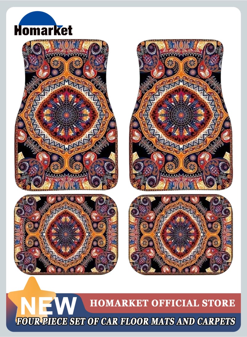 HomarKet 4-Piece Premium Polyester Floor Mat for Cars, SUVs and Trucks, Bohemian Style Carpet Floor Mats for Car,All Weather Protection, Universal to Fit - Image 1