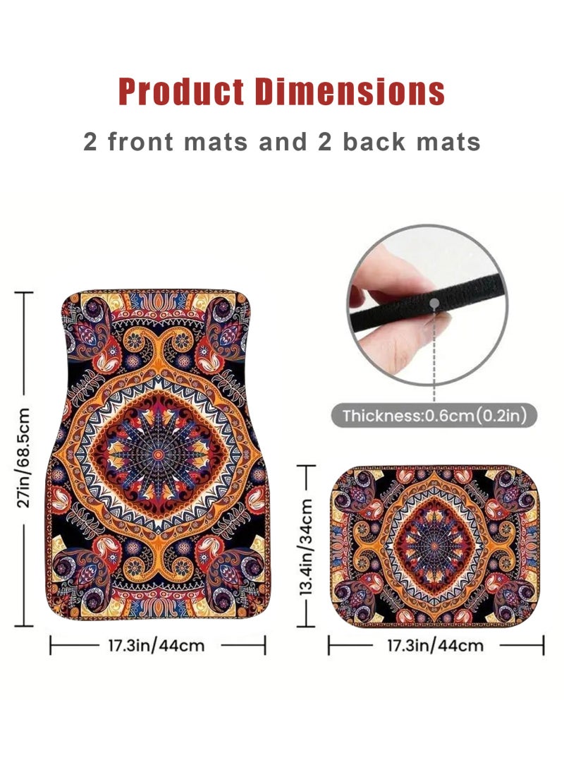 HomarKet 4-Piece Premium Polyester Floor Mat for Cars, SUVs and Trucks, Bohemian Style Carpet Floor Mats for Car,All Weather Protection, Universal to Fit - Image 2