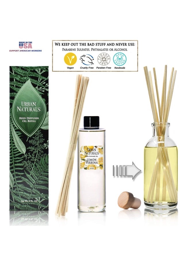 Urban Naturals - Lemon Verbena Scented Oil Reed Diffuser Refill Includes A Free Set Of Reed Sticks 4 Oz - Image 1