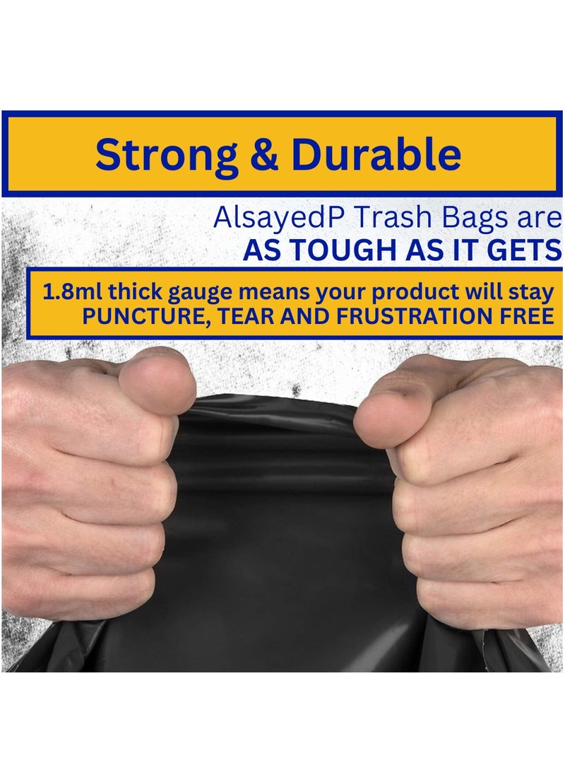 50 Gallon Heavy Duty Trash Bags 25 Black Plastic Garbage Bags for Contractor, Industrial, Home, Kitchen, Commercial, Yard, Lawn, Leaf (50 Gallons, 25 Bags)