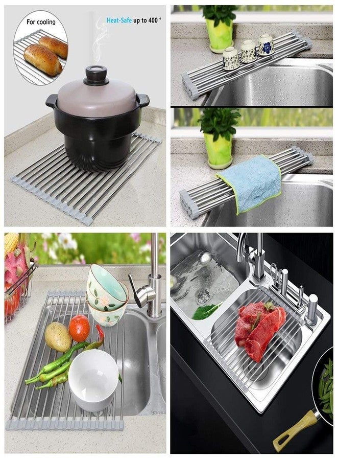 Luxafare Kitchen Trolley Portable Modern Storage Rack Design Fruits & Vegetable Onion Cutlery, Spice, Pickles Jars Container Basket Organiser Holder Stand for Kitchen (Roll Up Dish Rack) - Image 5