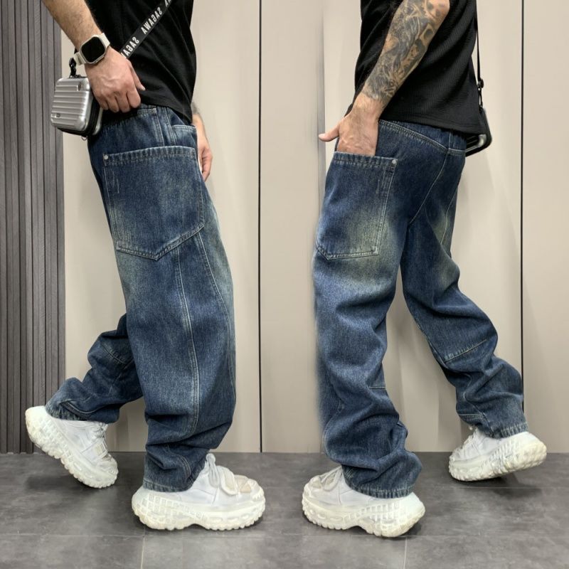Unisex Classic Denim Jeans Loose Fit Daily Outdoor Wear - Image 1