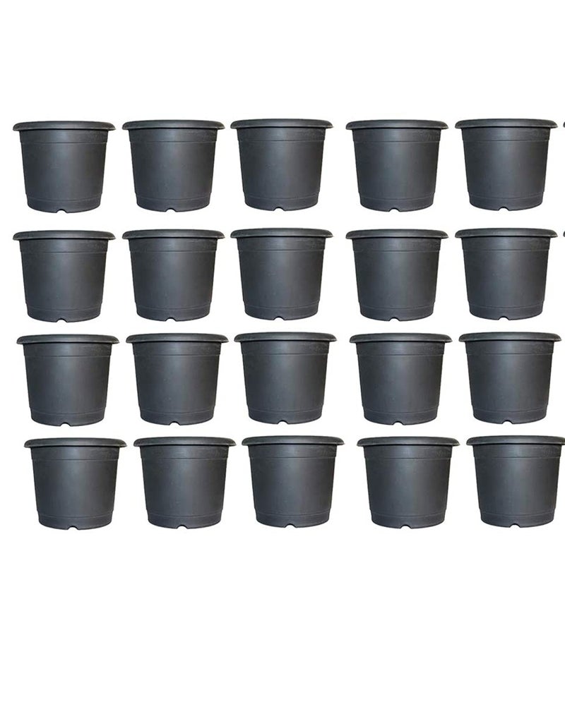 Leafy Tales UV Plastic Round Pots for Plants (6 Inches, Black, Pack of 20) | Lightweight Indoor Outdoor Garden & Balcony Planters - Image 1