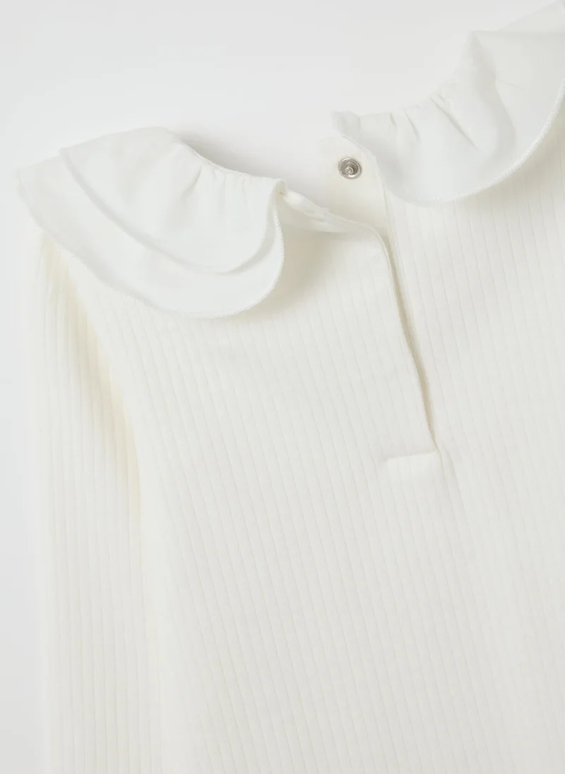 Ovs OVS White Stretch Cotton T-Shirt For Girls Regular Fit