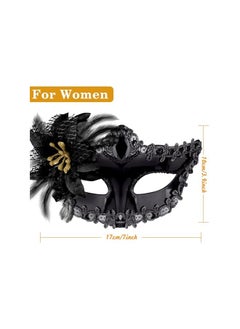 The Bros Couple Masquerade Masks Set, Venetian Party Mask, Plastic Costume Mask Mardi Gras Mask for Women and Men  - Image 2