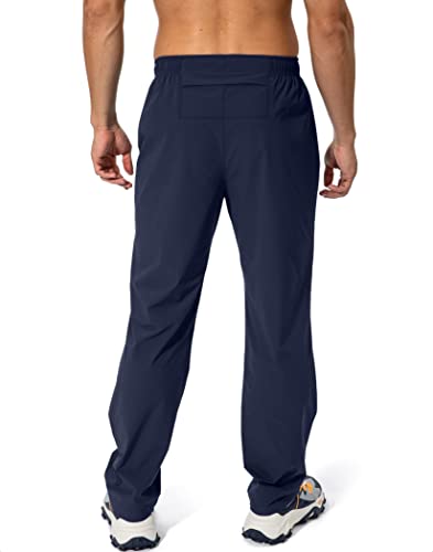 Pudolla Men's Workout Athletic Pants Elastic Waist Jogging Running Pants for Men with Zipper Pockets(Navy Blue Large) - Image 3