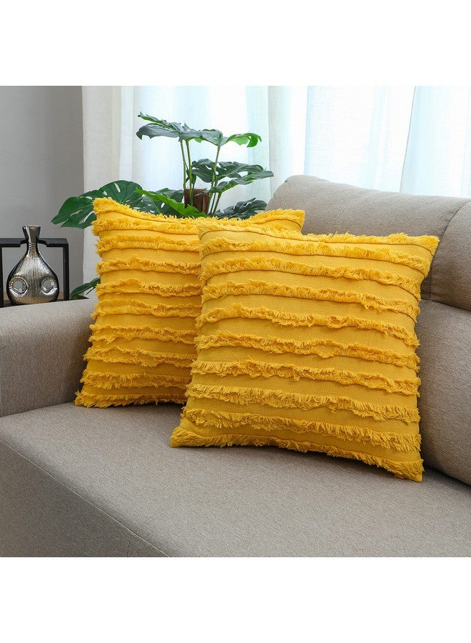 mosey أغطية وسائد موسي صفراء 20x20 مجموعة من 2 | غطاء وسادة أصفر خردلي 20 بوصة x 20 بوصة | غطاء وسادة أريكة 20 بوصة | غطاء وسادة أصفر خردلي 50 سم x 50 سم - Image 5