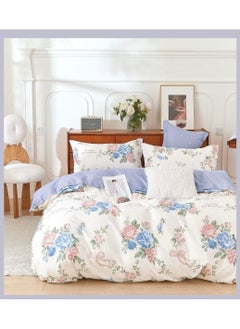 llwoo Super King Size Duvet Cover Set Hotel Luxury Feel Bedding Set Cotton Material Bedding Set Fad and Wrinkle Resistant Set Include 1 Fitted Bed Sheet 1 Duvet Cover and 4 Pillowcases 220x240c 