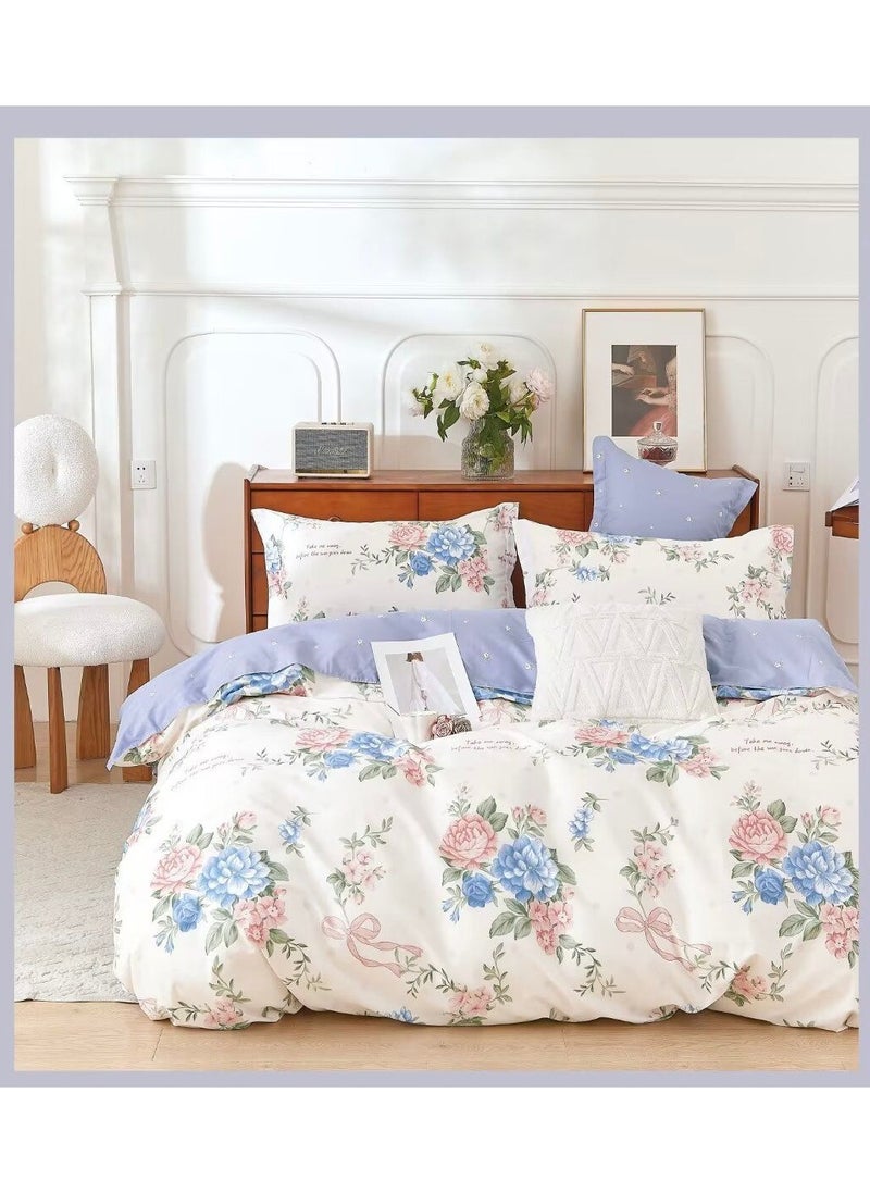 llwoo Super King Size Duvet Cover Set Hotel Luxury Feel Bedding Set Cotton Material Bedding Set Fad and Wrinkle Resistant Set Include 1 Fitted Bed Sheet 1 Duvet Cover and 4 Pillowcases 220x240c 
