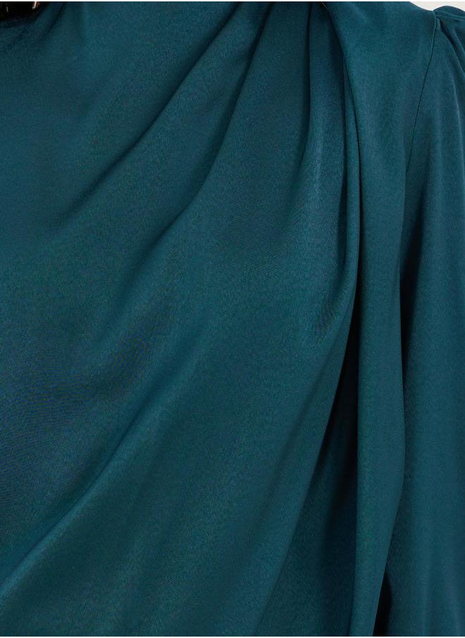 Styli - Plain High Neck Satin Top - Image 1