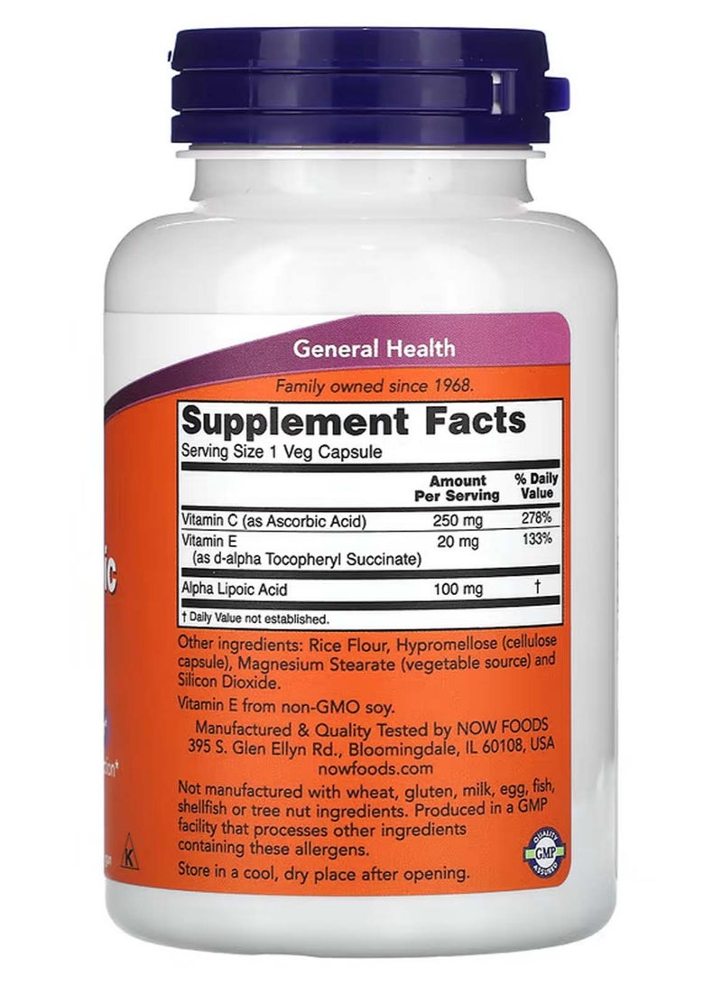 now Alpha Lipoic Acid, 100 mg, 120 Veg Capsules - Image 2