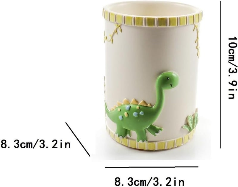 Gesteh Cartoon dianosaur Bath Accessory Set, Soap Dispenser Pump, Toothbrush Holder, Tumbler, Soap Dish (one Set) - Image 4
