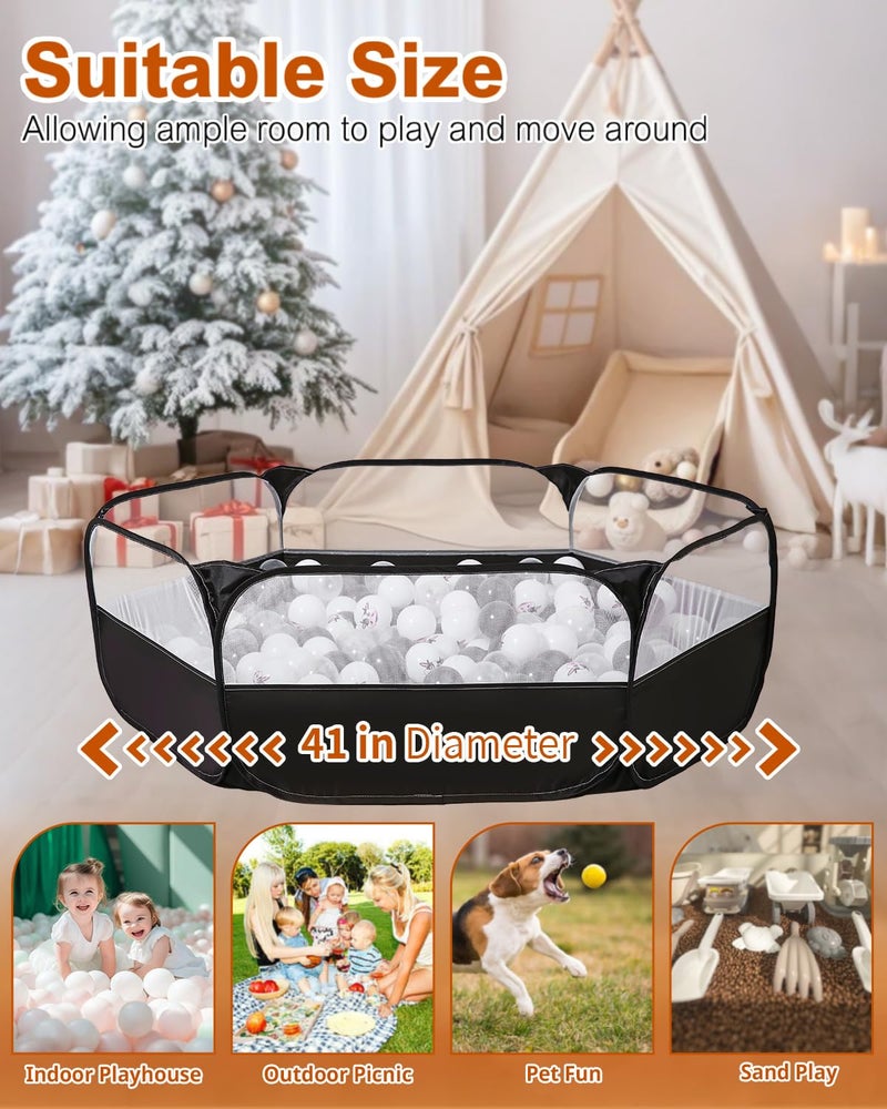 TRENDPLAY Foldable Ball Pit for Toddlers, Large Pop Up Ball Pits Kids Play Tent Crawl Playpen Ball Pool Playhouse Playpen with Storage Bag, for Boys Girls Dogs Cats Ferrets Indoor Outdoor, Black - Image 4