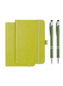 Excefore Pocket Notebook, 2 Pack Small Notebook with Pen, A6 Size Journal Hardcover Notebook, 3.7”x5.5” Mini Notepad 100Gsm Thick Paper for Office, School (160 Pages, Green)  - Image 1
