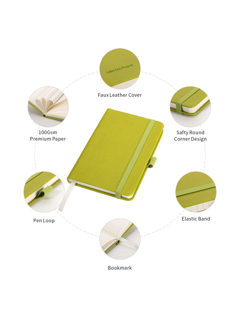 Excefore - Pocket Notebook, 2 Pack Small Notebook with Pen, A6 Size Journal Hardcover Notebook, 3.7”x5.5” Mini Notepad 100Gsm Thick Paper for Office, School (160 Pages, Green) - Image 1