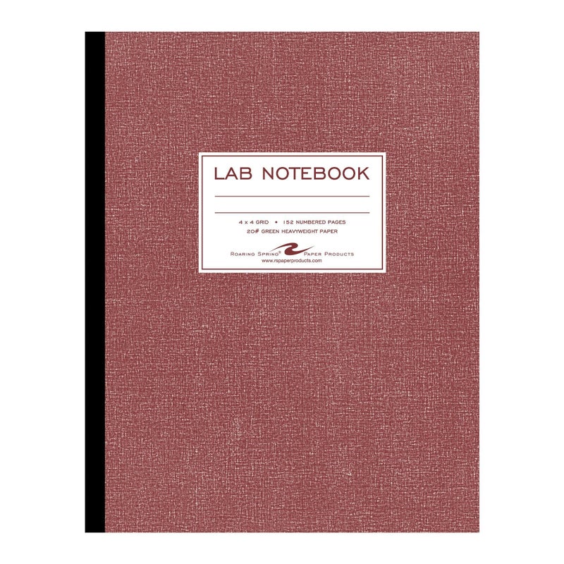 Roaring Spring Oversize Lab Book with Numbered Pages, 4x4 Grid Ruled, 11.75" x 9.25", 76 Sheets/152 Numbered Pages of premium 20 lb Green Paper, Red Board Cover - Image 5