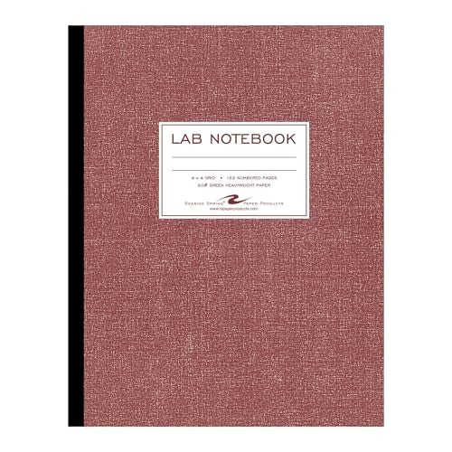 Roaring Spring Oversize Lab Book with Numbered Pages, 4x4 Grid Ruled, 11.75" x 9.25", 76 Sheets/152 Numbered Pages of premium 20 lb Green Paper, Red Board Cover - Image 1