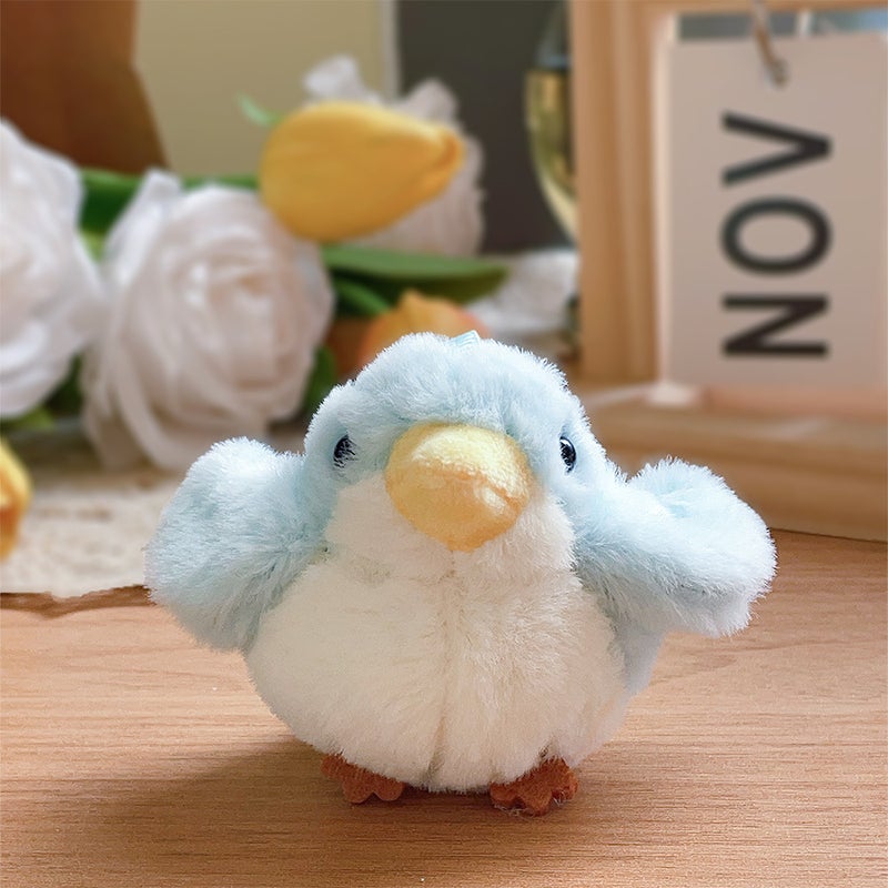 Cute Blue Bird Plush Toy Keychain Car Charm Wedding Throw Doll - Image 1