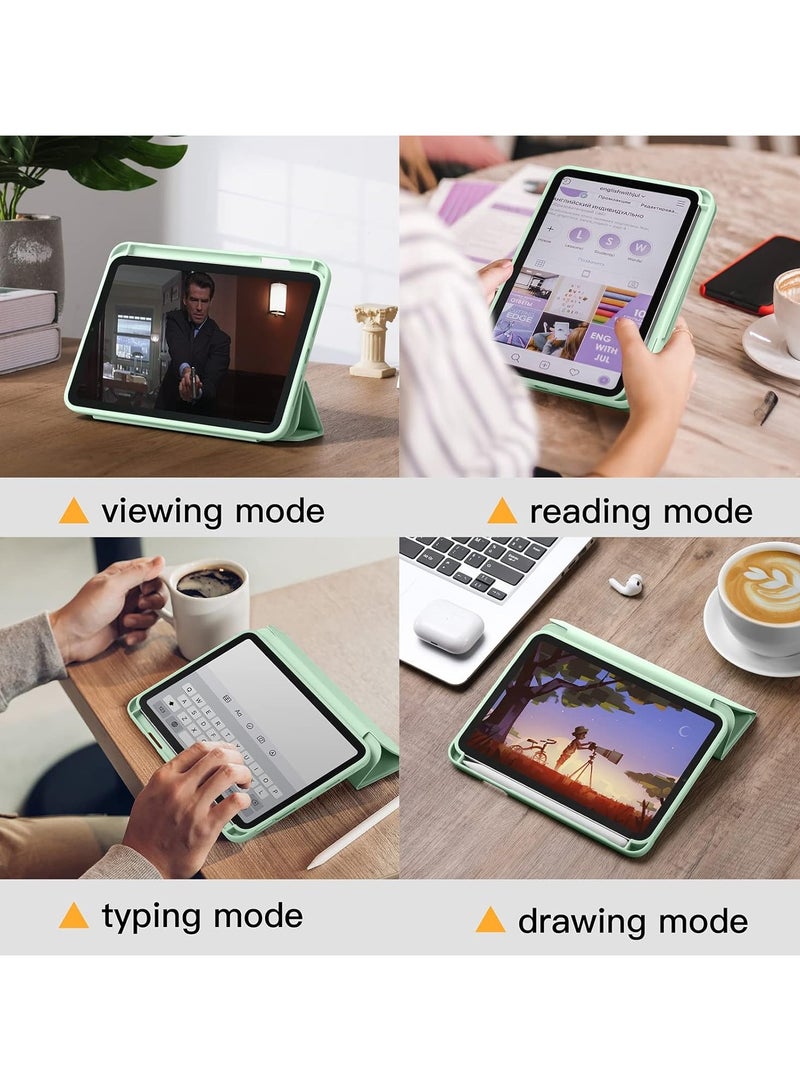 DUSALA Case for iPad mini 7 (A17 Pro, 7th Generation) 2024 / iPad mini 6 (6th Gen) 8.3 Inch with Pencil Holder, Slim Stand Protective Cover with Clear Transparent Back Shell for iPad mini 8.3 inch Tablet, Support Auto Wake/Sleep, (Green) - Image 4