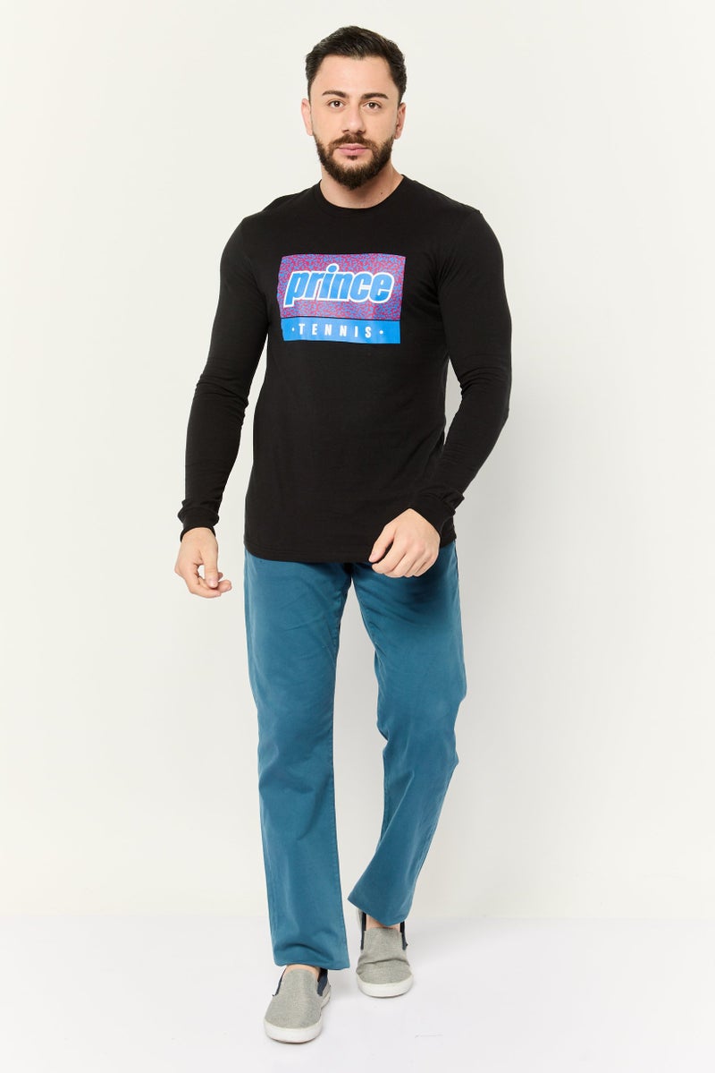 Prince Men Crew Neck Long Sleeve Printed T-shirts, Black - Image 2