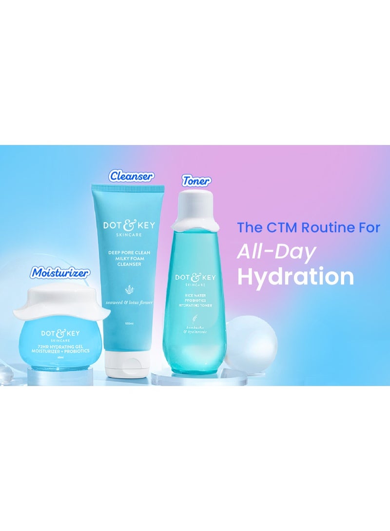 DOT & KEY Skin Hydration Ctm Kit Liquid Cleanser 100Ml, Toner 150Ml, Moisturizer 60Ml - Image 3