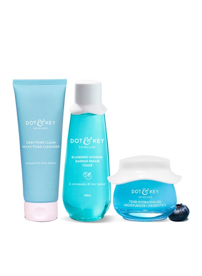 DOT & KEY Skin Hydration Ctm Kit Liquid Cleanser 100Ml, Toner 150Ml, Moisturizer 60Ml - Image 1