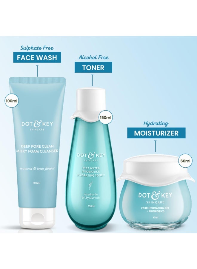 DOT & KEY Skin Hydration Ctm Kit Liquid Cleanser 100Ml, Toner 150Ml, Moisturizer 60Ml - Image 2