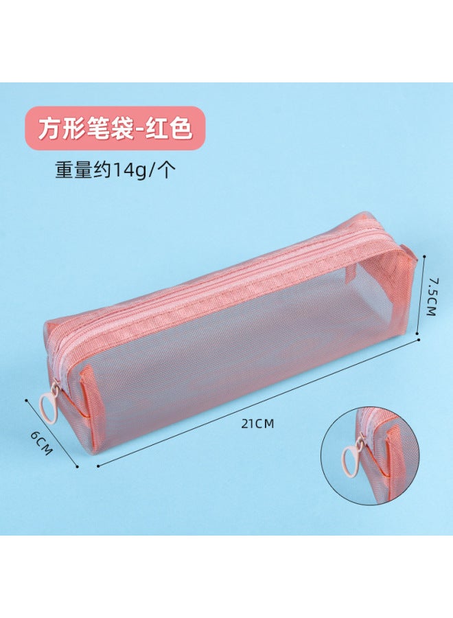 HELPS Nylon Mesh Transparent Pencil Bag For Primary School Students' Examination Single Layer Stationery Box Large Capacity Dirty Resistant Pencil Bag - Image 1