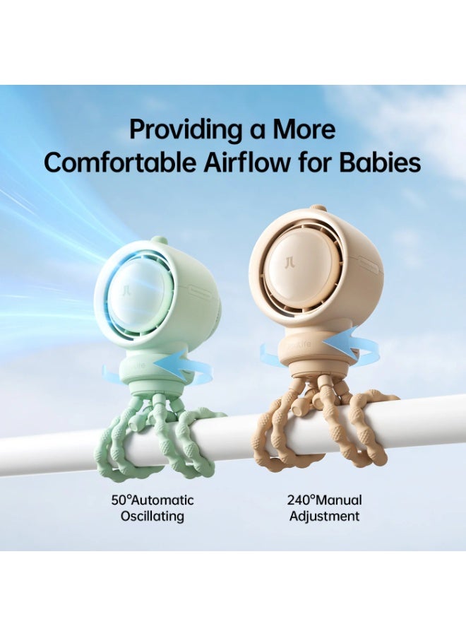 جيسيو لايف مروحة عربة أطفال جيسولايف Life2، بطارية 4000 مللي أمبير/ساعة، 5 سرعات - بني - Image 2