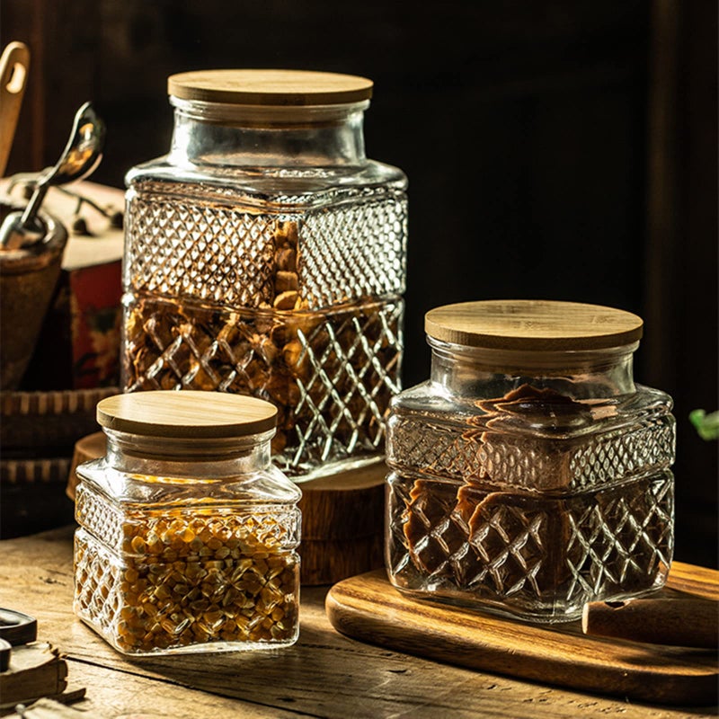 Prettidecor Glass Storage Jars, 38 FL OZ Airtight Canisters with Bamboo Lid, Decorative Kitchen Containers for Cereal, Nuts, Snacks, Candy, Cookies, Coffee, Tea - Image 5
