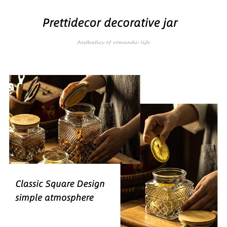 Prettidecor Glass Storage Jars, 38 FL OZ Airtight Canisters with Bamboo Lid, Decorative Kitchen Containers for Cereal, Nuts, Snacks, Candy, Cookies, Coffee, Tea - Image 2