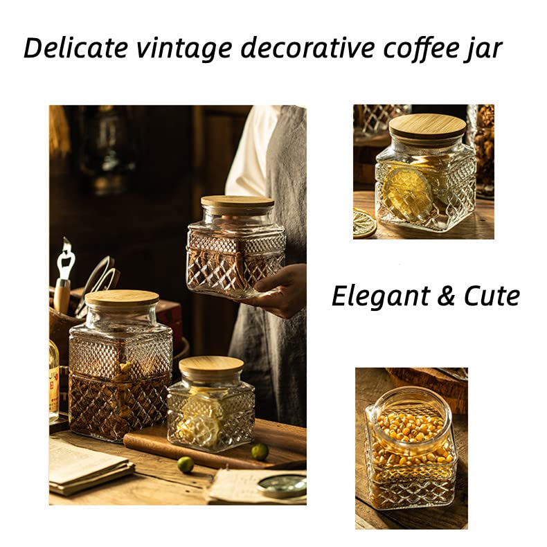 Prettidecor Glass Storage Jars, 38 FL OZ Airtight Canisters with Bamboo Lid, Decorative Kitchen Containers for Cereal, Nuts, Snacks, Candy, Cookies, Coffee, Tea - Image 3