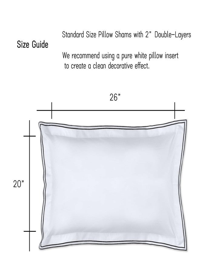 Ranznaz White Standard Pillow Shams Set of 2, 100% Cotton Embroidery Trims Pillowcases, Softer and Breathable Elegant Pillow Cover for Bedding, 20 x 26 Inches - Image 3